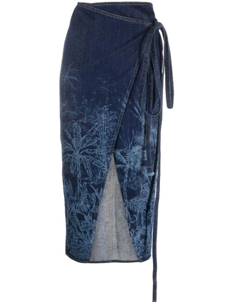 Toile de Women Alanui denim Jouy Jungle skirt 0421